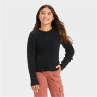 Girls' Fuzzy Ribbed Crewneck Sweater - Art Class
