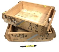 Lot, 2-7.62 wooden ammo crates