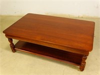 Large, Dark Wood Coffee Table w/ Bottom Shelf