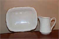 Lenox Creamer and Clam Shell Decorated Tray
