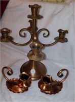 Gregorian copper candle holders, candelabra