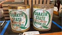 Vintage 1 Gal Quaker State Motor Oil Cans (2)