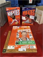 Vintage Wheaties sports cereal boxes, 2 full 1