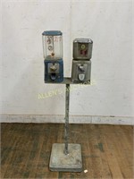 2 GUM BALL MACHINES ON METAL STAND