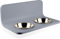 Sleek Wall-Mount Cat & Dog Bowls (Grey-Large)