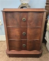 Vintage wood 3 drawer nightstand