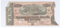 1864 $10 CONFEDERATE STATES OF AMERICA BANK NOTE