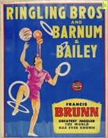 RBB&B CIRCUS POSTER FEATURING FRANCIS BRUNN