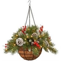 Pre-lit Artificial Christmas Hanging Basket -