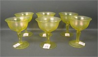 Six U.S. Glass Topaz Stemmed Compotes