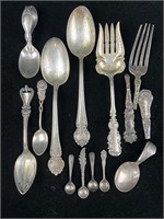 12 pieces of sterling silver, spoons, forks,