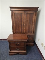 Solid Wood Armoire & Matching Night Stand