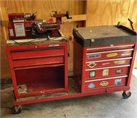 Cart With Craftsman Toolboxes And Mini Lathe
