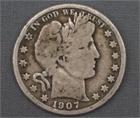 1907-D barber Silver Half Dollar