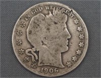 1906-S Barber Silver Half Dollar