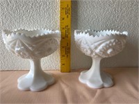 Kemple Milk Glass Pedestal Bowls