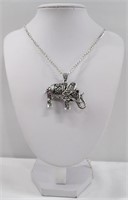 Large Elephant Pendant Necklace