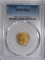 1914-D $2.50 GOLD INDIAN PCGS MS62