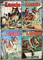 Four Vintage Lassie .10 Cent Comic Books, Bid is