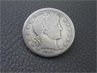 Barber 1914-S Silver Quarter (Semi Key Date)