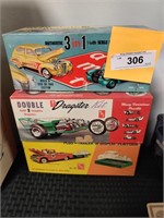 3 Assembled vintage model cars