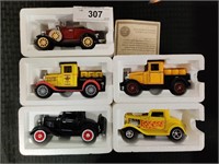 5 like new vintage diecast re-issue vehicles