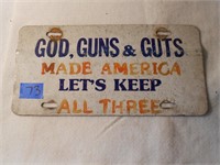 Vintage God, Guns, & Guts License Plate