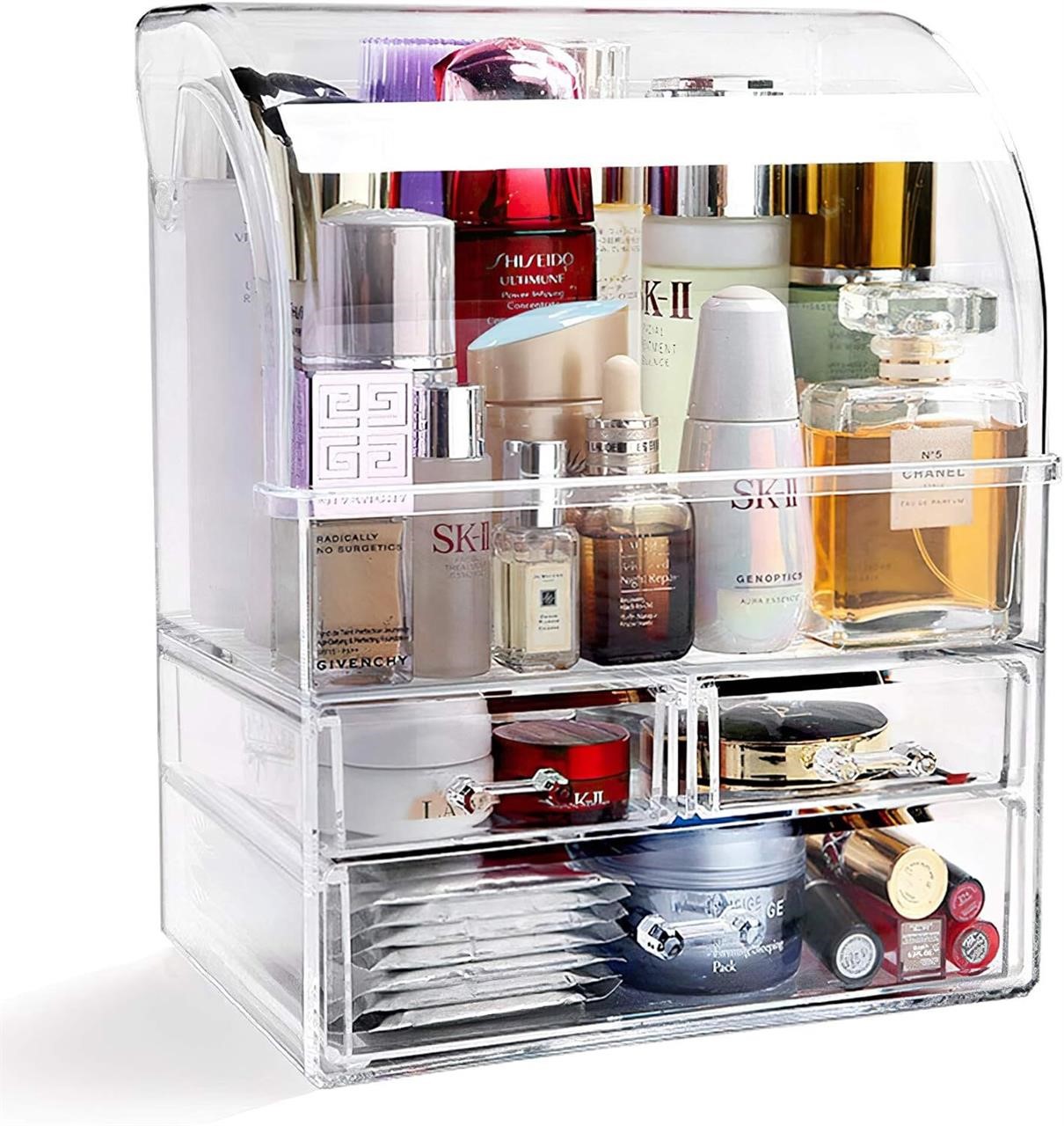Large Acrylic Makeup Organizer With Lid Portable D