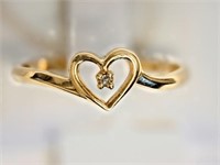 10kt Yellow Gold Diamond Heart-shaped Ring