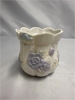 VINTAGE LONG RICH GLAZED CERAMIC PLANTER FLORAL