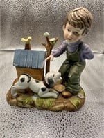 Ceramic Boy and Dog Playing