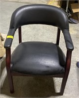 Faux Leather and Wood Armchair, 24x24x30in