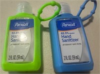 Lot of 2 REXALL 2oz Hand Sanitizer w Silicone Clip