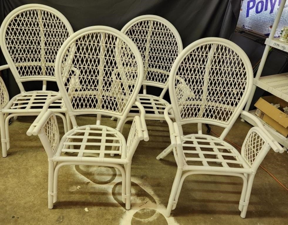 Set of 4 painted bamboo style chairs