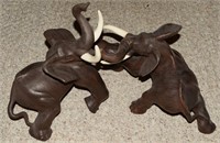 Vintage Ceramic Fighting Elephants 14"L Each