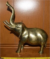 Vintage Hollow Brass Elephant Figure 8.5" Long