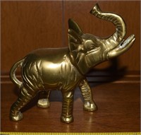 Vtg Solid Brass Elephant Trunk Up Figure 5.25"