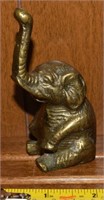 Vintage Brass Trunk Up Elephant Figure 3 7/8" t