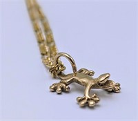 14k Gold Gecko Pendant Necklace