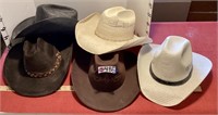 Vintage Cowboy Hats, 2 Felt, 3 Straw