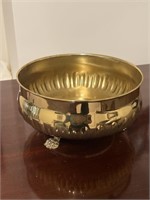 Footed brass flower pot