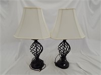Pair of Twisted Iron Table Lamps
