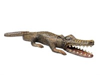 37" Long Handcrafted Wood Crocodile