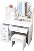 ULN -Saimly Dressing Table with Large Round Mirror