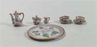 1991 Porcelain Miniature Signed Floral Tea Set