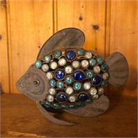 Metal & Glass Fish Sculpture