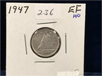 1947 Can Silver Ten Cent Piece  EF40