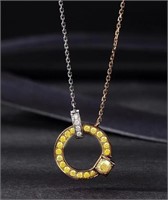 Natural Yellow Diamond Necklace 18K Gold