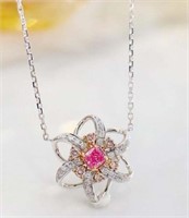 Natural Pink Diamond Necklace 18K Gold
