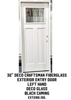 32" LH Deco Fiberglass Exterior Entry Door